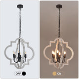 lighceac 6-Light 21" Farmhouse Orb Chandelier Rustic Handmade Distressed White Wood Hanging Ceiling Pendant Light Fixture Wood Lantern Chandeliers for Dining Room Kitchen Bedroom Foyer Hallway lighceac