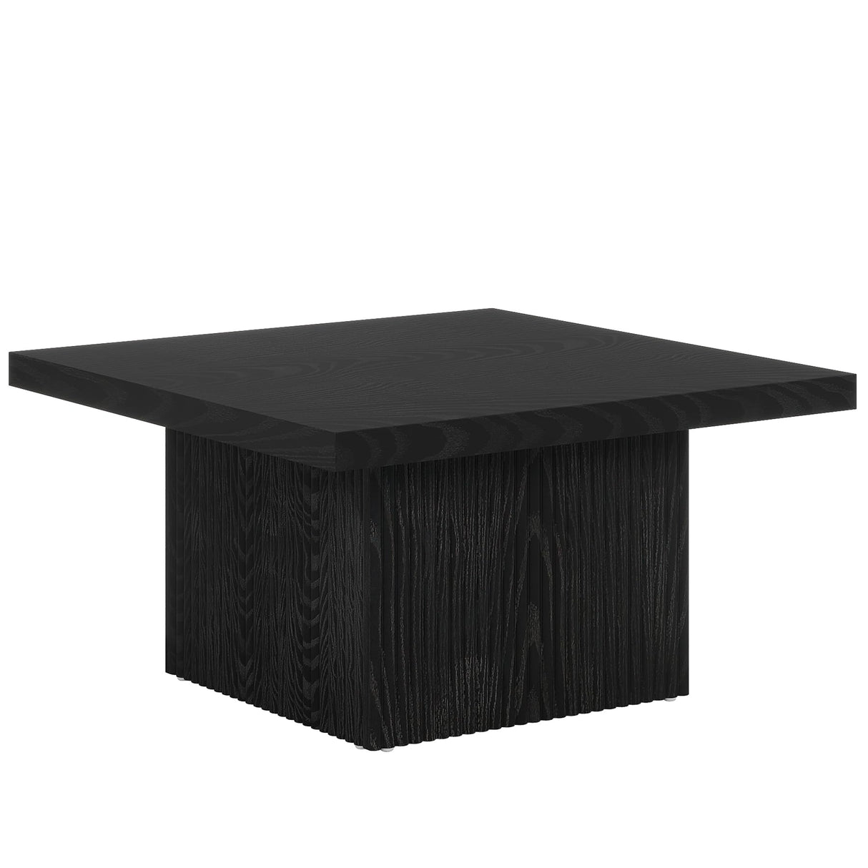 Tribesigns Square Coffee Table, 31.5-Inch Fluted Coffee Table, Mid-Century Modern Living Room Table, Large Cocktail Table for Living Room, Easy Assembly, Black Tribesigns