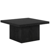 Tribesigns Square Coffee Table, 31.5-Inch Fluted Coffee Table, Mid-Century Modern Living Room Table, Large Cocktail Table for Living Room, Easy Assembly, Black Tribesigns