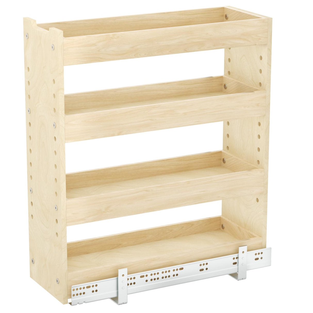 ROOMTEC Pull Out Cabinet Organizer with U Bracket,7½”W x 24½”H 4-Tier Adjustable Kitchen Spice Rack, Spice Rack Organizer for Narrow Cabinet Drawers Slide Out, Soft Close ROOMTEC