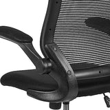 Flash Furniture Kale Mid-Back Swivel Office Chair with Adjustable Foot Ring, Lumbar Support, and Seat Height, Ergonomic Mesh Executive Chair, Black Flash Furniture
