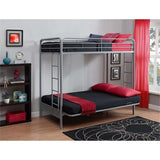 Pemberly Row Modern Twin Over Futon Metal Bunk Bed in Silver Pemberly Row