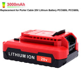 ELEFLY 2 Pack PCC680L 20V Max 3.0Ah Battery Compatible with Porter Cable 20V Lithium Battery PCC681L PCC682L PCC685L PCC670B PCC710B PCC791LA 20V Cordless Power Tools Battery ELEFLY
