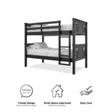 DHP Dylan Twin Over Twin Bunk Bed, Espresso, Sturdy Wood Construction, Converts to 2 Twin Beds, Guard Rails, Step Ladder DHP