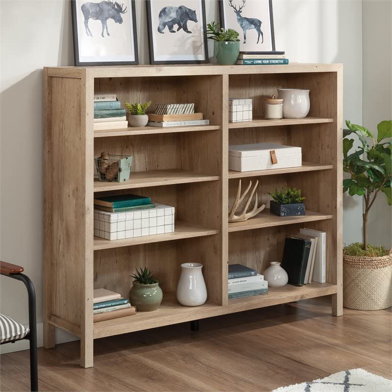 Sauder Pacific View Cubby Bookcase in Prime Oak Finish - WoodArtSupply