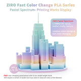 ZIRO PLA Filament 1.75mm, Matte Multicolor 3D Printer Filament, Color Gradient Change PLA, Fast Color Change by Length, Fit Most FDM Printers, Dimensional Accuracy +/-0.03mm,1KG Pastel Spectrum ZIRO