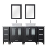 LUCKWIND 72" Double 24-in Bathroom Vanity with Sink Combo, Elegant Series with Two 12.6-in Side Cabinets, Painted Frame, Including White Rectangle Sinks, Faucets Without Mirrors, Black LUCKWIND