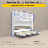 FAVSH Twin Size Flipping Murphy Bed Cabinet with Shelf Storage, Modern Hideaway Beds, Wall Bedframe for Bedroom,Space-Saving, Noise Free, White FAVSH