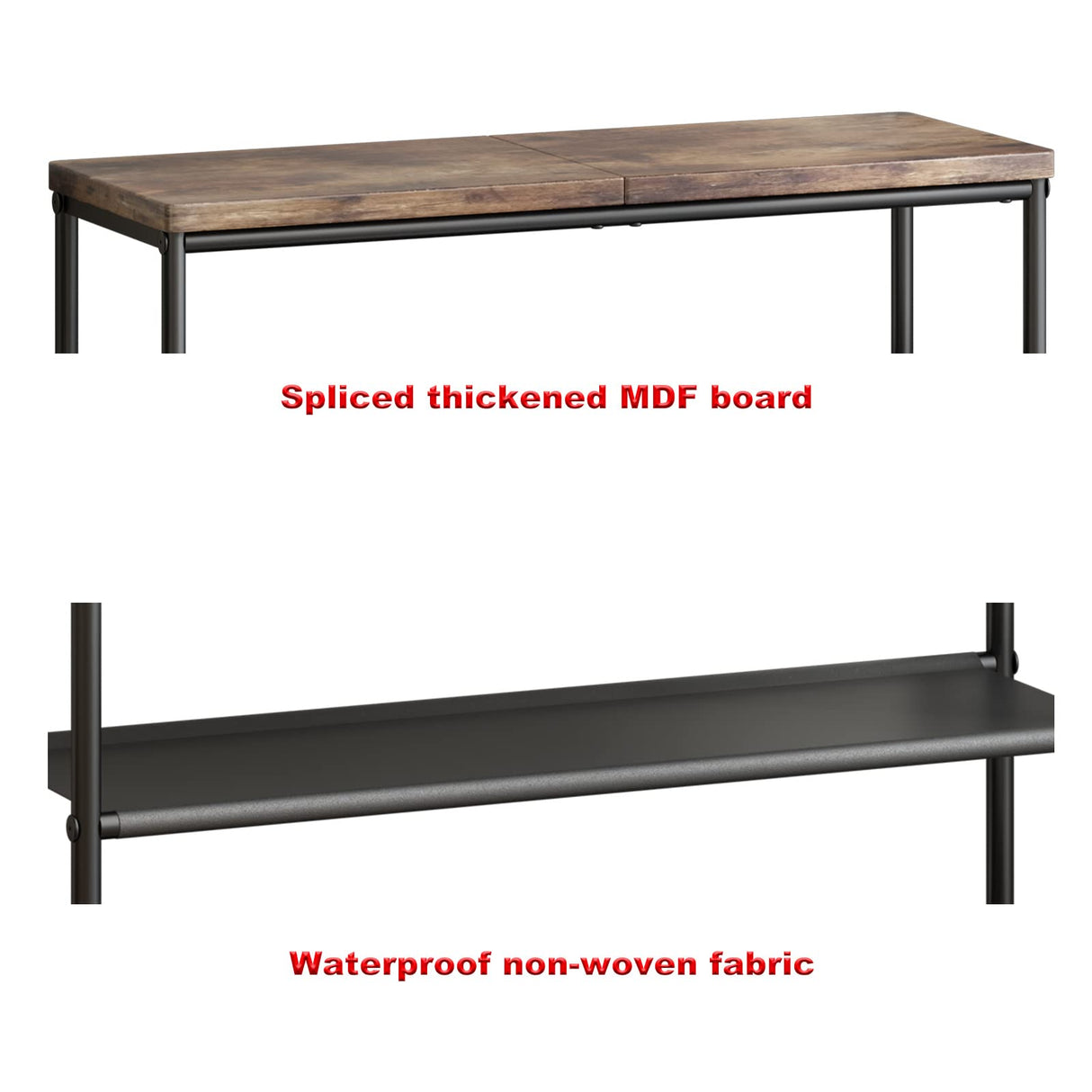 INGIORDAR Shoe Rack Organizer 4 Tier Metal Organizer Shelf with Industrial MDF Board and Layer Fabric for Entryway Closet Bedroom Living Room Garage,Black & Rustic Brown INGIORDAR