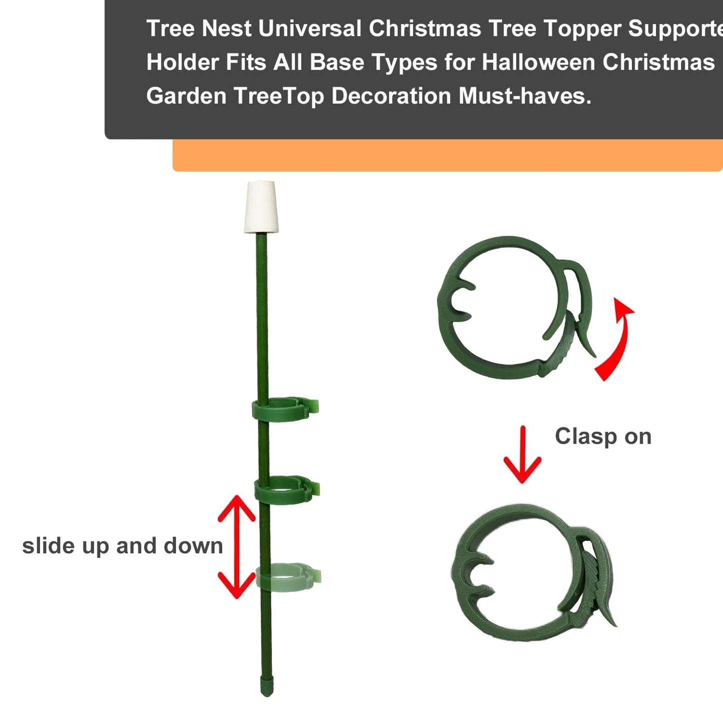 2PSC Christmas Tree Topper Holder Holiday Universal Tree Topper Stabilizer Treetop Base and Stand Halloween Tree Topper Supporter Fit All Base Types Adjustable attachments stabilize Treetop Ornament