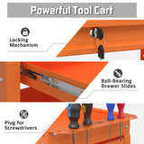 Pelnuies 3 Tray Tool Cart with Drawers, 400 LBS Capacity Rolling Tool Cart on Wheels, Heavy Duty Utility Cart with Pegboard, Mechanic Tool Storage Cart for Garage, Warehouse and Repair Shop, Orange Pelnuies