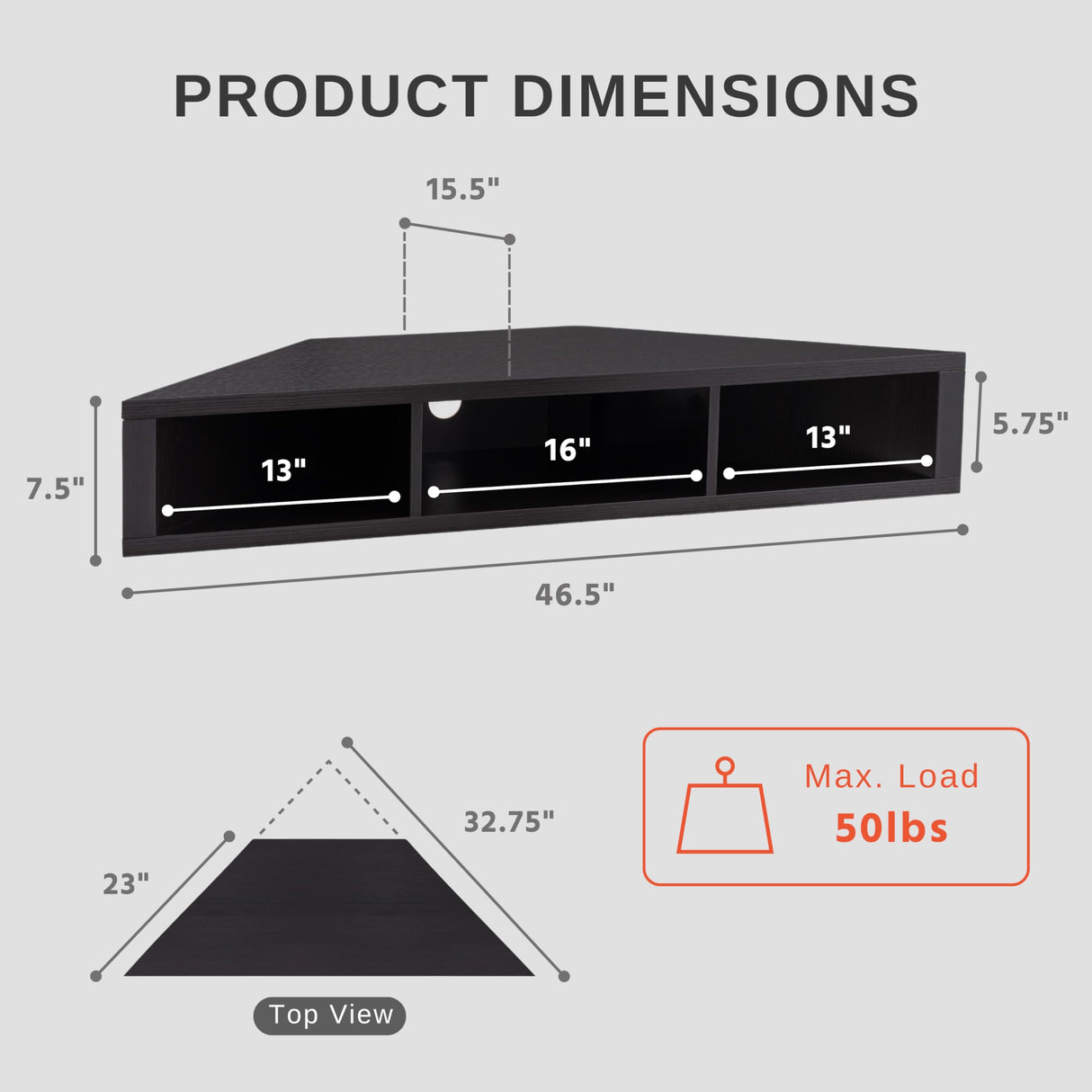 24/7 Shop at Home French 47 inch Modern Floating TV Stand with Storage, Floating Corner Shelf for Wall, Wood Entertainment Center with Shelves for Living Room, Bedroom, Family, Cappuccino Brown 24/7 Shop at Home