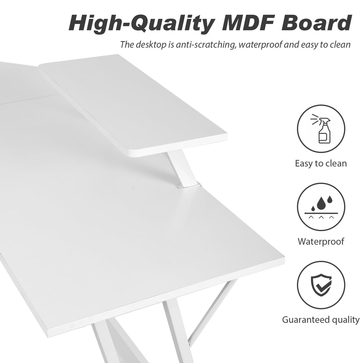 PayLessHere L Shaped Desk Corner Gaming Desk Computer Desk with Large Desktop Studying and Working and Gaming for Home and Work Place,White PayLessHere