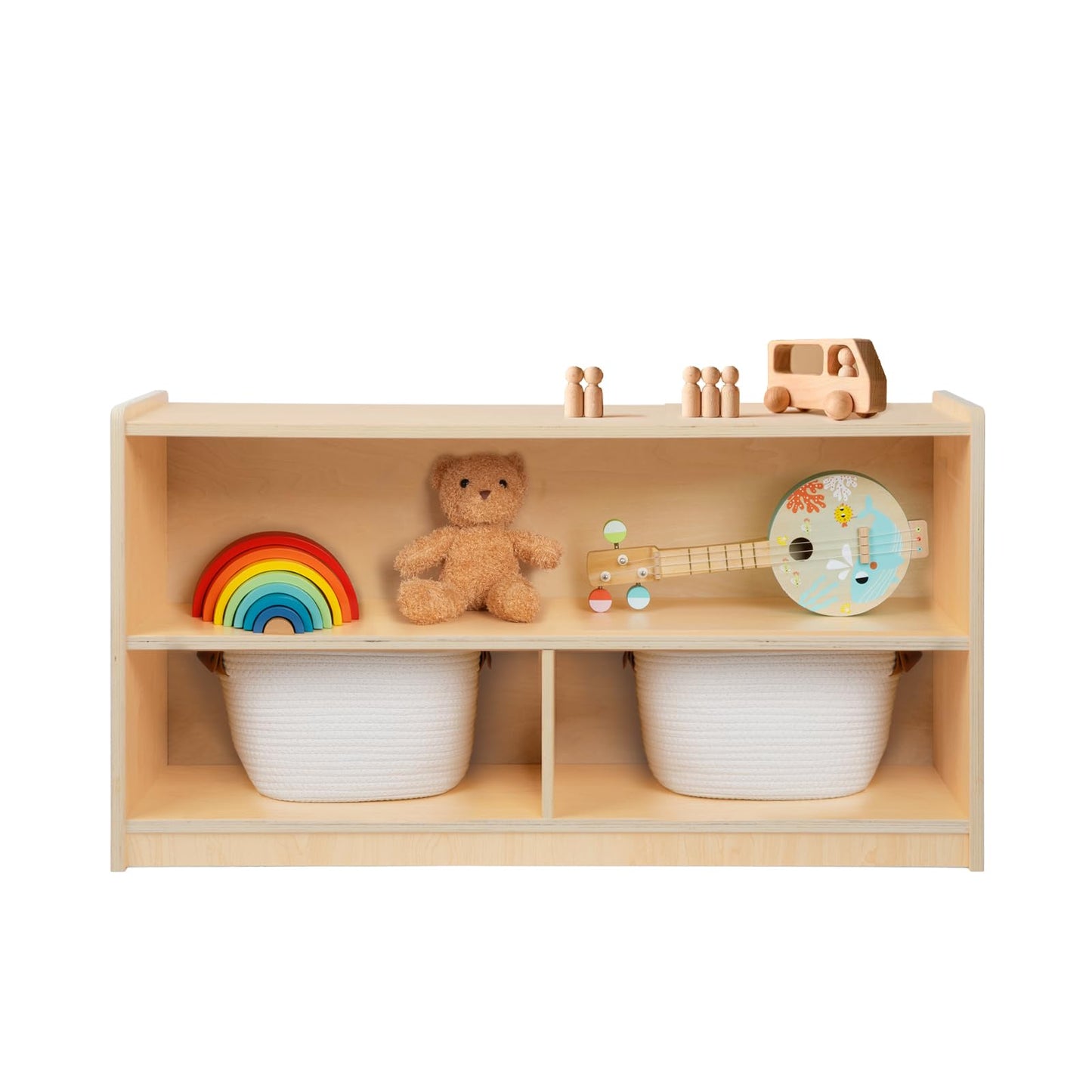 2-Tier Wooden Montessori Shelf and Organiser for Kids' Toys and Books - WoodArtSupply