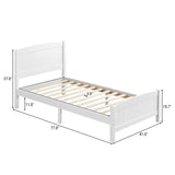 Karl home Wood Bedframe Twin Bed Frame with Headboard Bedroom Platform Bed with Footboard, 12 Wood Slat Support, No Box Spring Needed, White Karl home