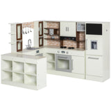 BRINJOY 3-Piece Kids Kitchen Playset, Walk-in Wooden Play Kitchen Set for Toddlers, Modular Pretend Play Kitchen w/Light&Sound, Large Corner Kitchen Cooking Toy w/Coffee Capsule, Gift for Girls Boys BRINJOY