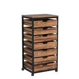 Tribesigns 7 Drawer Chest, Wood Storage Dresser Cabinet with Wheels, Industrial Storage Drawer Organizer Cart for Office Bedroom Entryway (Rustic Brown, 2 PC) Tribesigns