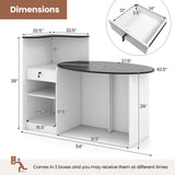 Giantex Reception Desk, Front Counter Desk with Lockable Drawer, Oval Tabletop & Adjustable Shelf, Retail Register Stand, Checkout Table for Office Beauty Salon Reception Room (Black & White) Giantex