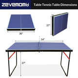 Zevemomo Portable Table Tennis Table, Foldable Ping Pong Game Set for Indoor/Outdoor, Ping Pong Table Top with Net, 2 Paddles and 3 Balls, Table Tennis Set 10 Minute Quick & Easy Assembly Zevemomo