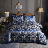 Raytrue-X King Comforter Set Silk Blanket All Season Bed Comforter King Set Royal Blue Jacquard Quilt Soft Microfiber Bedding Sets Matching 2 Pillow Shams(King, 104x90 inches) Raytrue-X