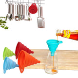 KongNai Kitchen Funnel Set 4 Pack, Small and Large, Kitchen Gadgets Accessories Foldable Silicone Collapsible Funnels for Filling Water Bottle Liquid Transfer Food Grade KongNai