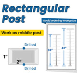 Muzata Intermediate Post Undrilled 42"x1"x2"(Post Body 39") Adjustable Top Cable Railing Post Top Mount Brushed Rectangular Stainless Steel Middle Post Wood Concrete Level Deck, PS11 LN4L Muzata