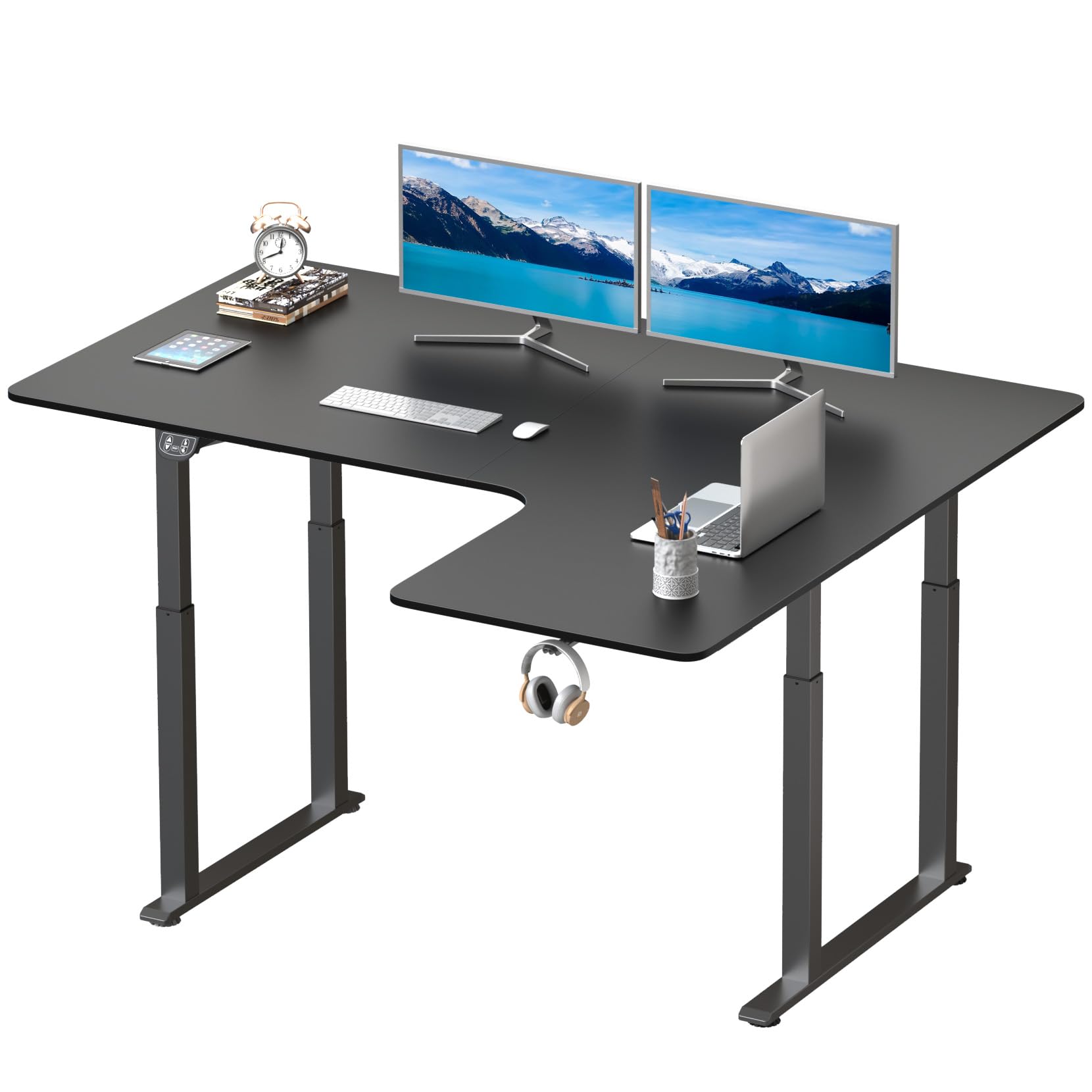 Dripex Standing Desk, 63"/ 71" L Shaped Desk Adjustable Height, Electric Corner Stand Up Desk Large Home Office Desk Computer Workstation, Dual Motor - WoodArtSupply