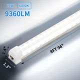 SHOPLED 8FT 72W 9360LM 6000K Cool White High Output Linkable T8 Tube Fixtures, V-Shaped, 8 Foot Lights for Garage, Warehouse, 4 Pack SHOPLED