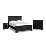 Home Styles Bedford Queen Bed Headboard, Footboard, Rails and Matching Wood Panel Bed Chest and Nightstand Set in Black homestyles