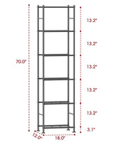 Sakugi Storage Shelves - 6 Tier Shelf Organizer, Sturdy Metal Garage Shelving with Adjustable Leveling Feet, Space-Saving Shelves Organizer for Pantry, Laundry, Kitchen (18" x 12" x 70", Black) Sakugi
