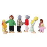 Wooden Doll House Family, 7 Miniature Figures - Dress-Up Characters: Grandpa, Grandma, Mom, Dad, Boy, Girl Yeooyoor