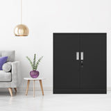 iJINGUR Metal Storage Cabinet with Locking Doors and 2 Adjustable Shelves, Small Lockable Storage Cabinet for Home Office Garage (Black) iJINGUR