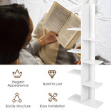 Giantex Tree Bookshelf, 7-Tier Tall Freestanding Wood Bookshelf with Anti-toppling, Modern Multipurpose Display Storage Rack Organizer Corner Shelf for Books, Photos, White Giantex