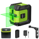 Weiddw Laser Level Self-Leveling Laser Level Tool Green Cross Line Lazer Level for Construction Indoor Project,Picture Hanging, DIY with 360° Magnetic Pivoting Base, Carrying Bag,Battery WEIDDW