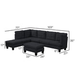 Casa Andrea Milano Modern Sectional Sofa L Shaped Couch with Reversible Chaise & Ottoman, Large Living Room Furniture, Black Casa Andrea Milano