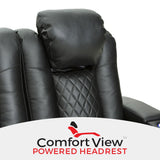 Seatcraft Anthem Home Theater Seating - Italian Leather - Power Recline Sofa - Fold-Down Table - Powered Headrests - Arm Storage - USB Charging - Cup Holders, Black Seatcraft