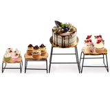 ZENFUN 4 Piece Wood Buffet Risers, Dessert Table Risers Food Display Riser, Pizza Pan Riser, Cupcake Stand & Wood Display Risers, Nesting Food Platter and Plate Holder ZENFUN