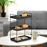 3-Tier Bathroom Countertop Organizer Vanity Tray Cosmetic & Makeup Storage Kitchen Spice Rack Standing Shelf, Black Cedwnuer