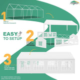 COBIZI 13x26FT Party Tent Heavy Duty Outdoor Gazebo White Event Shelter Wedding Canopy Tent for Parties Carport Commercial with Removable Sidewall Windows, Powder Coating (Better Than Galvanized) COBIZI
