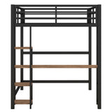 Kamsly FAVSH Full Size Metal Loft Bed Frame with Built-in Desk and Storage Shelves,Multifunctional Bedroom Bed W/Ladder, Full-Length Guardrails,for Kids,Boys,Girls,Black Kamsly