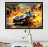 MaiYiYi Top Sports Car Crystal Diamond Embroidery Set, 5D Full Round Drill Racing Car Diamond Painting Kit, Sport Cars Diamond Painting Dots Art for Adults Beginners Wall Decor (30X40 CM) MaiYiYi