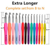 Yarniss Crochet Hooks,14 Size Crochet Set 2mm(B)-10mm(N), Ergonomic Crochet Hooks Set with Case for Beginner,Long Crochet Needles Yarniss