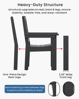 BIVODA 7-Piece Outdoor Dining Set, HDPE All-Weather Patio Table and Chairs Set for 6, Outdoor Patio Furniture Sets with Umbrella Hole for Outside, Deck, Backyard, Garden (Black) BIVODA