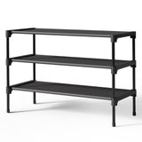 Kitsure Shoe Rack - Premium Non-Woven Shoe Rack Shelf, Shoe Organizer for Closet, Entryway, Garage & Corridor, Sturdy & Durable Long Stackable Shoe Shelves, Medium, Black Kitsure