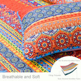 Exclusivo Mezcla Reversible Boho Quilts Twin Size, Blue Bedspreads Lightweight Coverlet All Season Bohemian Quilt Bedding Set with Printed Floral Pattern (1 Quilt, 1 Pillow Sham) Exclusivo Mezcla