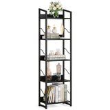 Hosfais 5 Tier Narrow Bookshelf: Tall Bookcase Shelf with Edge Protection, Industrial Modern Bookshelves for Bedroom Living Room Home Office (Black) Hosfais