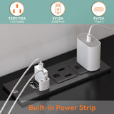 FJTJBSI Dresser with Power Outlets and LED Lights Wooden 6 Drawer Dresser with Large Organizer Tall Black Drawer for Bedroom Modern Chest of Drawers Closet for Living Room Kids Room FJTJBSI