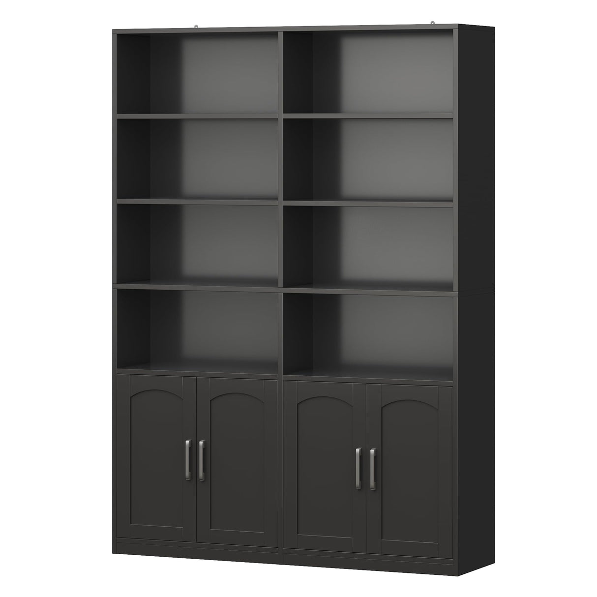 FACBOTALL Bookshelf and Bookcase with Doors, 6 Tier Double Wide Large Bookshelves, Open Display Shelves, 73'' Tall Bookshelf with Storage Cabinets for Home Office, Living Room, Library, Black FACBOTALL