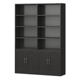 FACBOTALL Bookshelf and Bookcase with Doors, 6 Tier Double Wide Large Bookshelves, Open Display Shelves, 73'' Tall Bookshelf with Storage Cabinets for Home Office, Living Room, Library, Black FACBOTALL