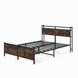 Bellemave Queen Size Bed Frame with Charging, Queen Size Bed Frame with Headboard and Charging Station, Brown Platform Bed Frame with Led Lightstation, No Box Spring Needed, (Queen,Rustic Brown) Bellemave